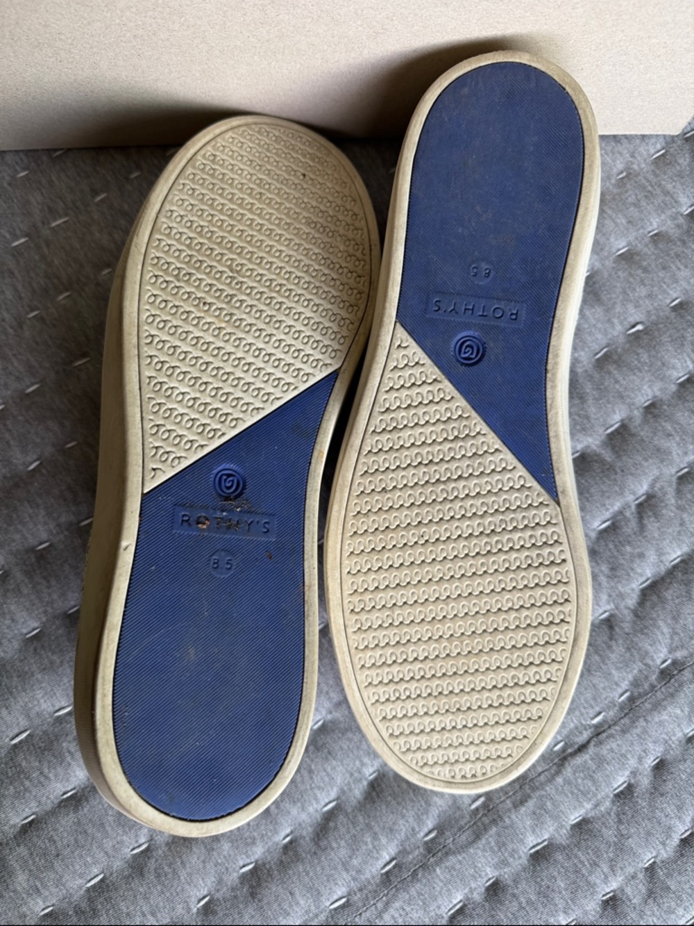 Rothy's women’s Slip-On Loafers in Heathered Cream with Blue Trim - Picture 4 of 8